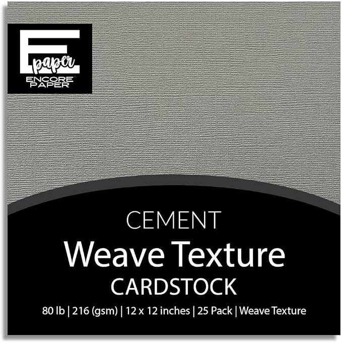 Cement—12x12 Textured Cardstock | 80lb Textured Gray Scrapbook Paper | Premium Cardstock for Cricut Cutting | 25 Sheets