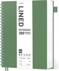 AHGXG Spiral Notebook College Ruled - Spiral Journal Notebook 8.5" x 11" Large A4, 300 Pages Lined Journal, 100GSM Thick Paper, Plastic Hardcover, for Women Men Office School Writing Work, Green