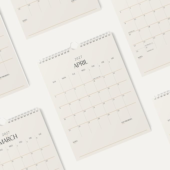 Karto Wall Calendar 2026-2027 8.5x11 in - Beige | July 2026 to December 2027, Vertical, Boosts Productivity, Easy Monthly Planning