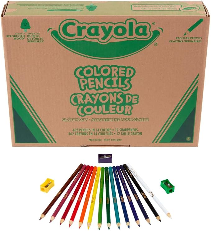 Crayola Colored Pencil Classpack (462ct), Teacher Appreciation Gifts | Classroom Must Haves, School Supplies, Bulk Colored Pencils, 14 Assorted Colors, Ages 3+