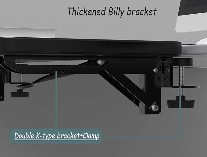 Desktop Extender, 20 "x 9" Clip on Foldable Keyboard Tray, Small Table Edge Extender Tray, Floating Table Hanging Computer Desk, Suitable for Desktop Extension of Sitting Upright Office Desk (Black)