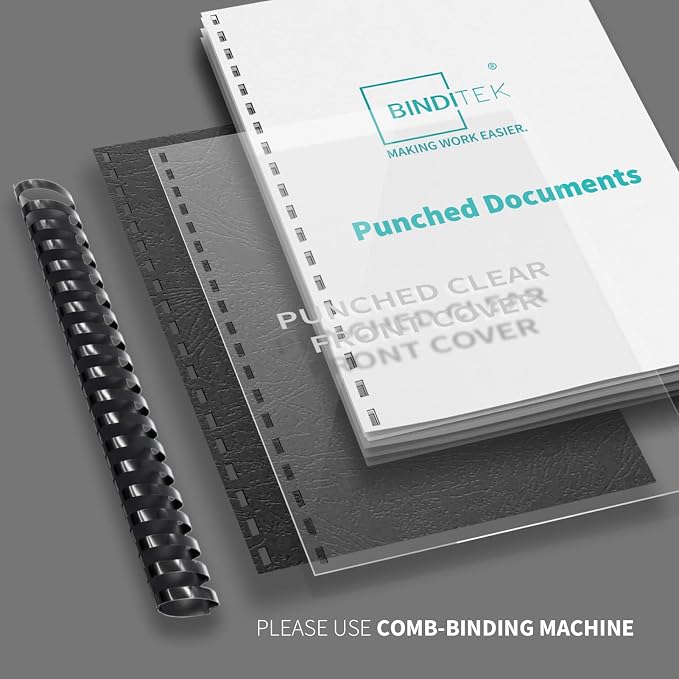 Binditek Plastic Binding Comb Spines, 1-1/2 Inch, 19 Ring, Black, 50 Pack | Plastic Binding Combs, 1-1/2 Inch Diameter, 310 Sheet Capacity, for Letter Size, for Students and Coworkers