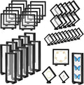 RETON 40 Pack 3D Floating Frame Display Case with Bases, Challenge Coin Display Holder Stands, Large Suspension PE Transparent Jewelry Storage Boxes for Medallions Specimen Stamps