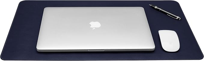 Gallaway Leather Desk Mat - Office Writing Desk Pad, Medium 24" x 14" Navy Blue, Gift Ready Elegant Computer Desk Cover Protector