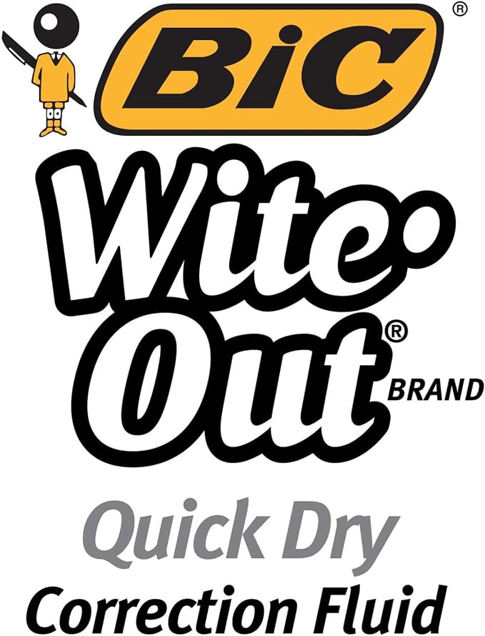 BIC Wite-Out Brand Quick Dry Correction Fluid, 20 ml, White, 12-Count