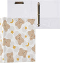 3 Ring Binder 1.5 Inch Cute Brown Teddy Bears Star Clipboards Binders with Interior Pockets Round Ring Binder for Office Supplies and School