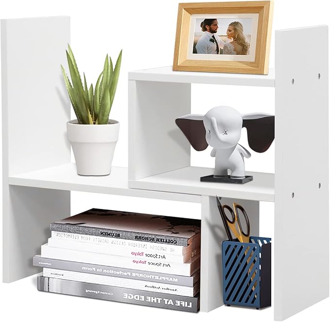TY ARTS & CULTURE Expandable Wood Desktop Organizer Countertop Bookshelf | adjustable wood shelf, countertop desktop storage, home office stationery rack,Multipurpose bookcase,tabletop display