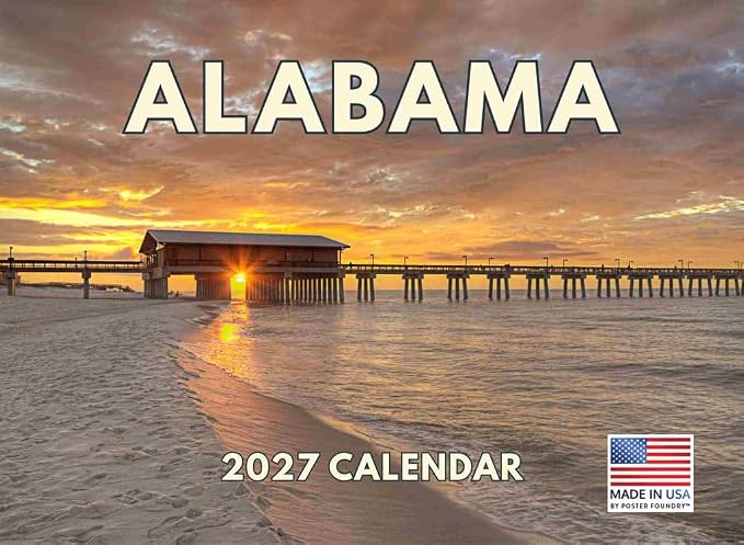 Alabama Calendar 2027 Monthly Wall Calender 12 Month