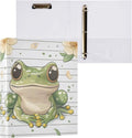 3 Ring Binder, 1.5 Inch Binder with Round Rings to Hold 200 Sheets, Cute Frog 3 Ring Binders with Clipboard for Home Class Office Supplies
