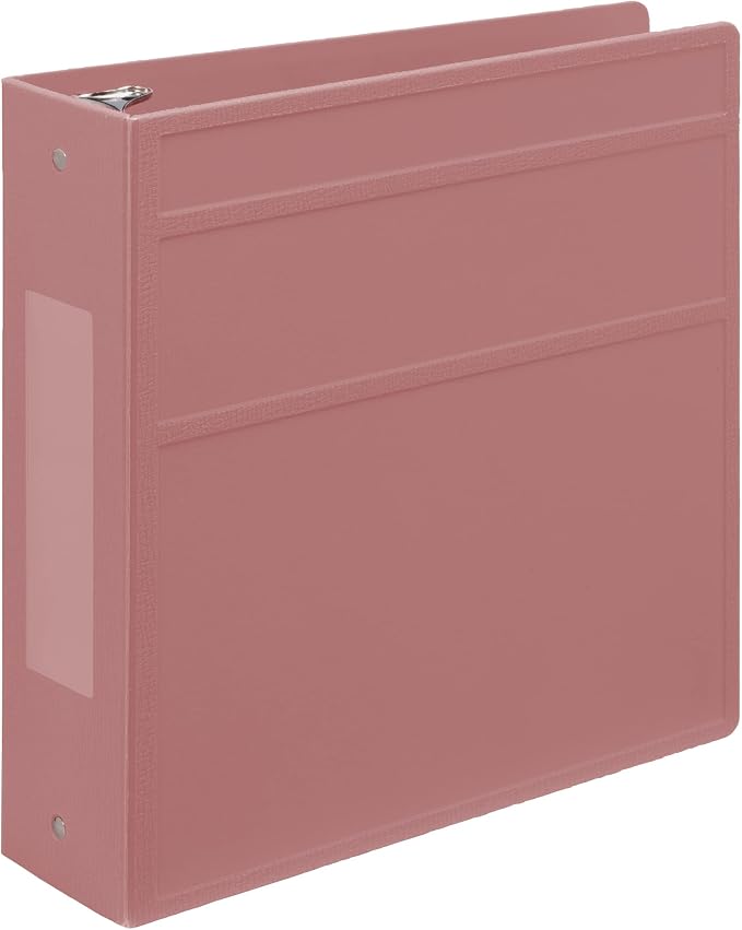 Carstens 3-Inch Heavy Duty 3-Ring Binder - Side Opening, Dusty Rose, Durable Plastic, Precision No-Gap Rings, Waterproof Cover, No Pockets, Holds 400 US Letter Sheets, BPA-Free, Made in USA (1746-3R)