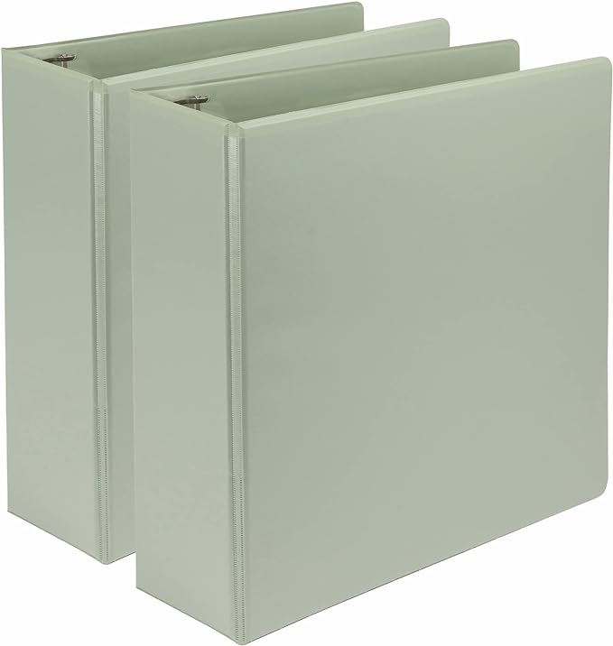 Samsill Plant-Based 3 Inch Durable D-Ring, View Binder, Eco-Friendly, USDA Certified Biobased, 2 Count,Pack of 1, Sage Green