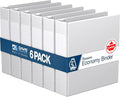 Premium Economy 6-Pack 3-Ring Binders for School or Office, D-Ring Binders, 2 Inch, White