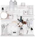 HGYZE Plastic Pegboard Wall Organizer, White, 22 x 22 x 1.5 in, Includes 4 Wall Shelves, 8 Hanging Boards, 24 Hooks | 4 Pack Pegboard Ledges Organizer for Hanging Keychains, Decorative Wall Panel Kits for Blindboxes Lightweight Dolls, White
