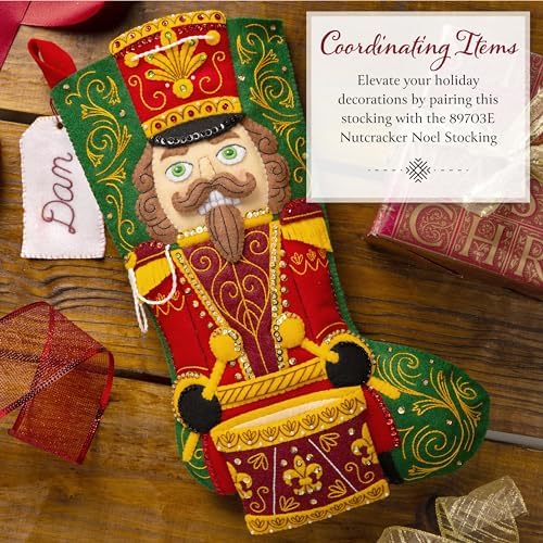 Bucilla, Felt Applique 2 Piece Door Hanger Kit, Nutcracker Duo, Perfect for Holiday DIY Arts and Crafts Projects, 89704E