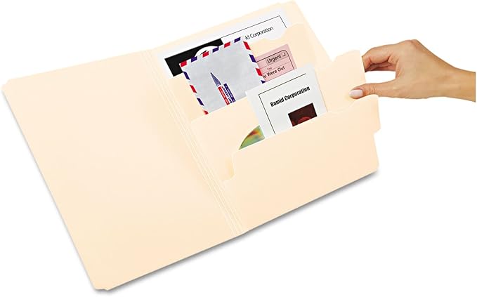 Pendaflex Divide It Up File Folders, Paper and Documents Organizer, Folder with Pockets, Manila File Organizer for School, Home and Office, Letter Size, 24/Pack (10770)