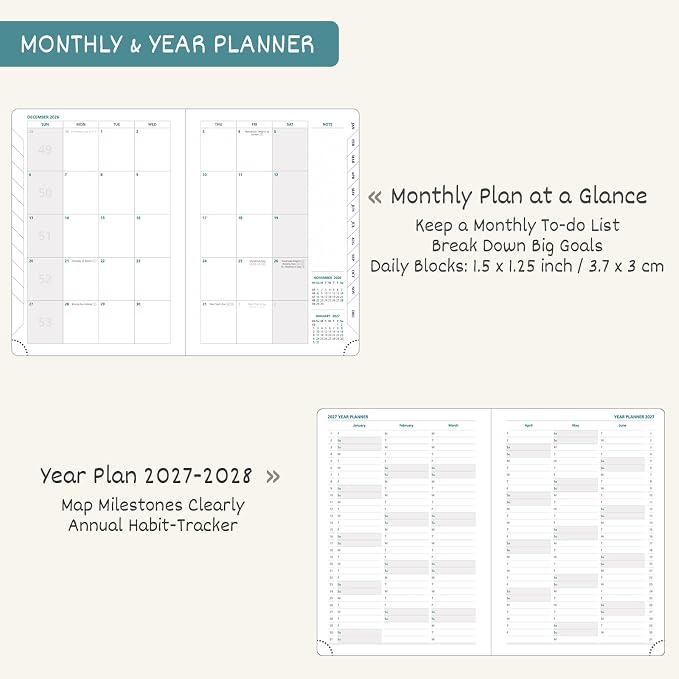 BEZEND 2027 Planner Weekly and Monthly, Daily Calendar Book (A5-6"x8.5")