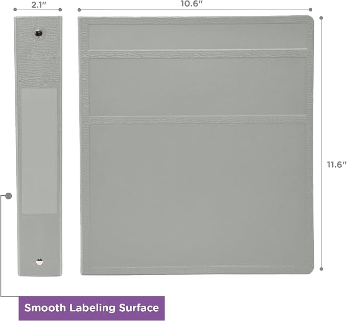 Carstens 1.5-Inch Heavy Duty 3-Ring Binder - Side Opening, Ash Gray, Durable Plastic, No-Gap Rings, Waterproof Cover, No Pockets, Holds 250 Letter Sheets, BPA-Free, Made in USA (2020-3R), Case of 20