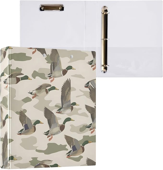 3 Ring Binder Wild Duck Background 1.5" Round Ring Binders View Binder with 200 Sheet for Kids School Supplies Women Men Office, 1 Pack