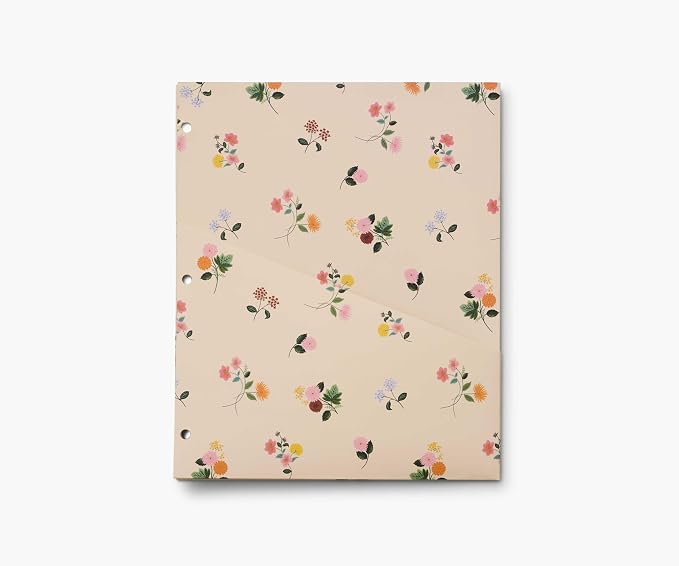 RIFLE PAPER CO. Dahlia Classic Binder w/Soft-Touch Illustrated Cover | 1" 3-Ring Binder, Holds 175 Pages, 3 Tabbed Dividers, Double-Sided Pocket Folder, 6 Adhesive Labels, Reinforced Metal Corners