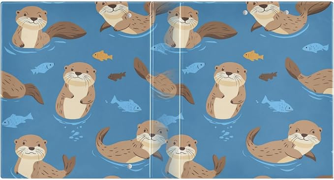 Cute Sea Otters Blue Decorative 3 Ring Binder 1.5 Inch Large View Binders with Pockets Holds 200 Sheets File Organizer for Office College School, 1 Pack