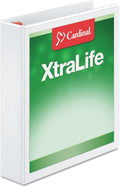 Cardinal 3 Ring Binder, 1.5 Inch Heavy Duty XtraLife Binder, Locking Slant-D Rings, Crack-Resistant Cover & Spine, ClearVue Covers, Holds 375 Sheets, PVC-Free, White (26310)