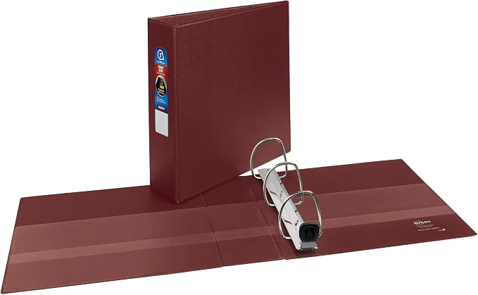 Avery Heavy-Duty 3 Ring Binder, 3 Inch One Touch EZD Rings, 3.5 Inch Spine, 1 Maroon Binder (79363) (Pack of 4)