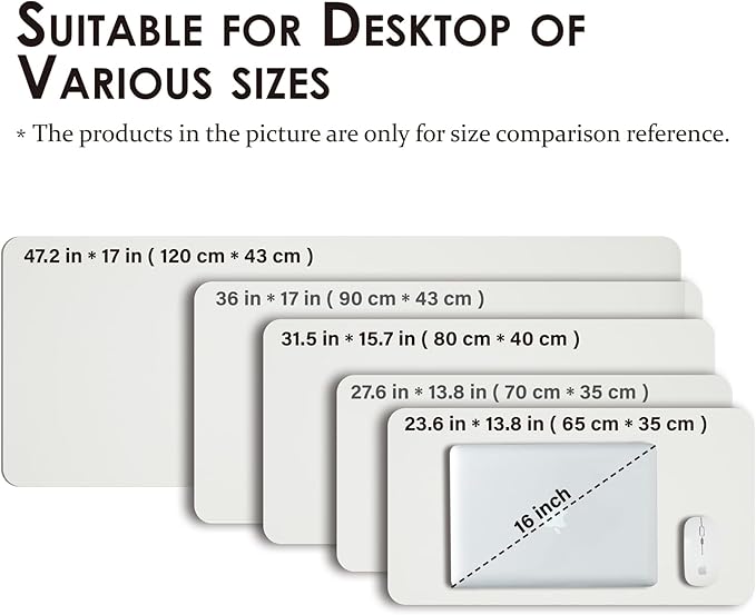 Leather Desk Mat - Small Non-Slip PU Desk Pad for Office and Home - Desk Organization and Accessories - Ideal for Large Mouse Pad and Small Desk Mats on Top of Desks (White,23.6"x 13.8")