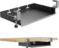 BYMECOST No Drill Under Desk Laptop Mount, Metal Under Desk Storage Shelf | Laptop Storage Tray for Macbook, Mac Mini, Controllers and Cables, Anti-scratch Silicone, fits Office, Gaming, Workstations