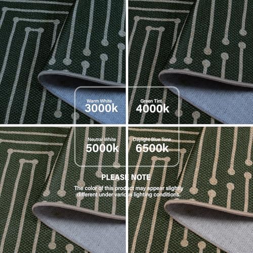 Lahome Maze Line Green Kitchen Runner Rug, 2x8 Outdoor Easy Jute Runner Rug
