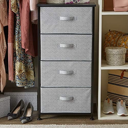 Amazon Basics Fabric 4-Drawer Storage Organizer Unit for Bedroom Closet, Black