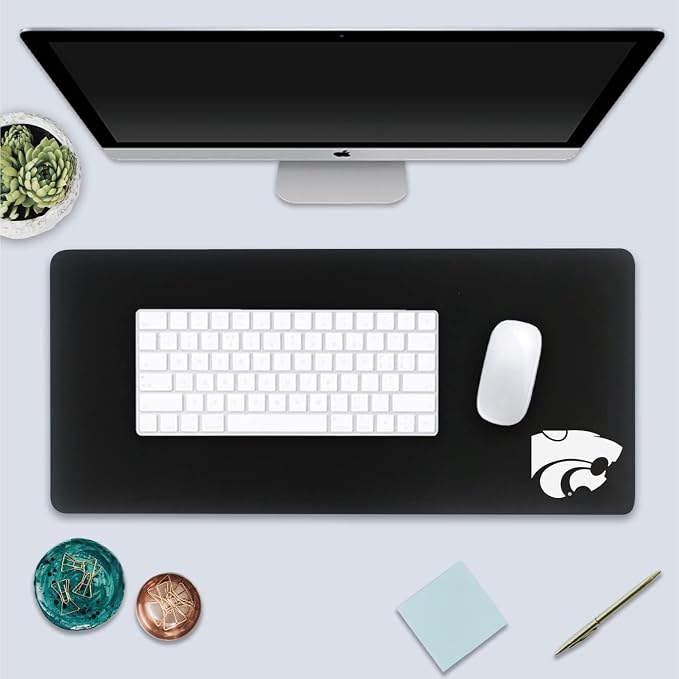 Kansas State University Classic Cloth Desk Mat, Durable Office Supplies, Non-Slip Base, Responsive Desk Pad with Smooth Cloth Surface, Black