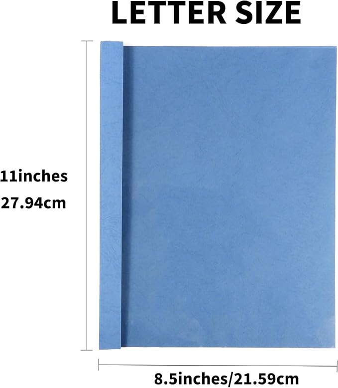 RAYSON TBC2346-100BL-US Thermal Binding Covers, Letter Size Blue Binding Cover, 1/16in, 1/8in, 3/16in, 1/4in Multi-Size Pack of 100