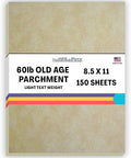 150 Old Age Parchment 60# Text (=24# Bond) Paper Sheets - 8.5 X 11 Inches Standard Letter|Flyer Size - 60 Pound is Not Card Weight - Vintage Old Parchment Semblance