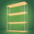 NONEMEY Clear Acrylic Display Case Stand with with Light, 3 Tier Storage Box Wall Mount Showcase Dustproof Organizer Box for Collectibles (Wood 3Tier 12×3.3×15.3inch)