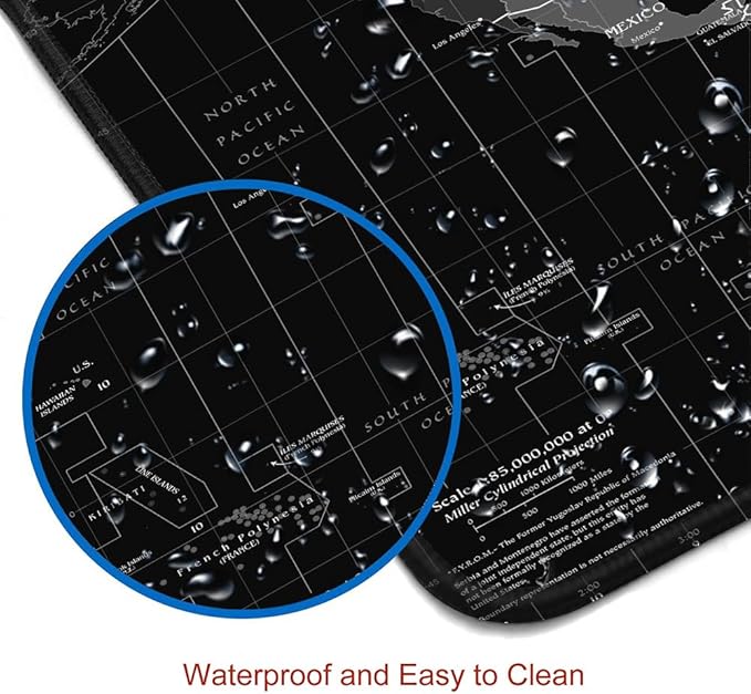 Armanza Large Gaming Mouse Pad, Long Mouse Pads for Desk, Desk Keyboard Mouse Mat, Non-Slip Base Mousepad for Laptop, Office, Home, 31.5" x 11.8"- Black World Map