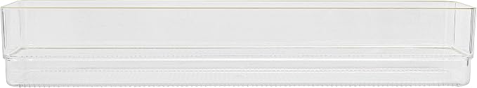 Martha Stewart Kerry Stackable Desk Drawer Organizers, Clear/Gold, 6-Pack | 12x3 in Organizers, Gold Trim, Stackable