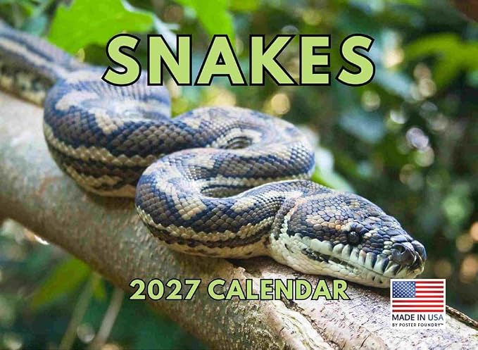 Snake Calendar 2027 Snakes Monthly Wall Calender 12 Month