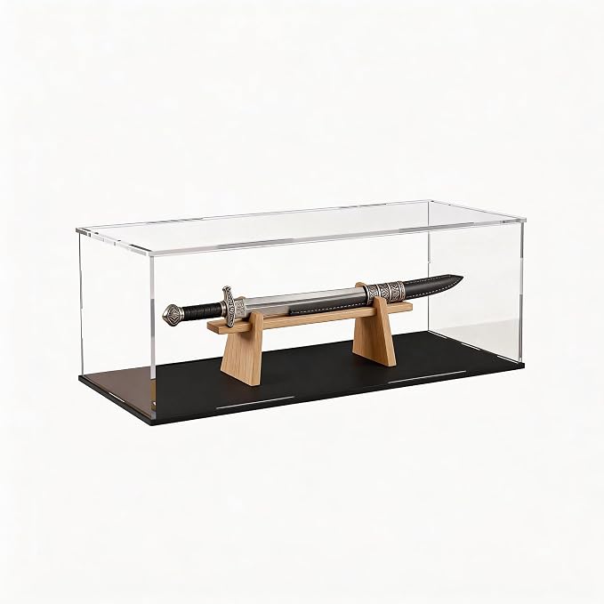 Large Acrylic Display Case, Clear Acrylic Display Box with Matte Base, Dustproof Collectible Storage Cases, DIY Easy Assembly Showcase for Figures, Models, Collectibles, 14 x 5 x 5 inch