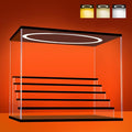 Acrylic Display Case with Adjustable LED Light, 6 L Tier Clear Display Box Dustproof Showcase for Action Figures, Collectibles and Mini Toys, Assembly Display Cabinet(Black 19.7*12.6*16.5in)