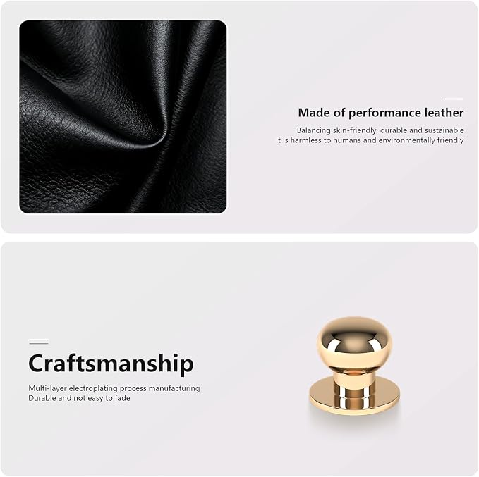 LADSTAG Desk Accessories,Black Vegan Leather Desk Organizers with 1 Draw & Tray,Remote Control Holder with Gold-Tone Metal Accents Knob for End Tables,Bedside Table,Bedroom