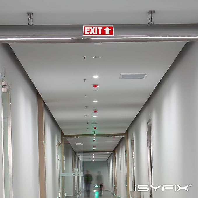 iSYFIX Exit Signs - 2 Pack 12x4 Inch Directional Up Arrow Signs, 40 mil Polystyrene Plastic, UV Laminated, Scratch & Fade Resistant, Waterproof - Ideal for Office, Theater, School, Business