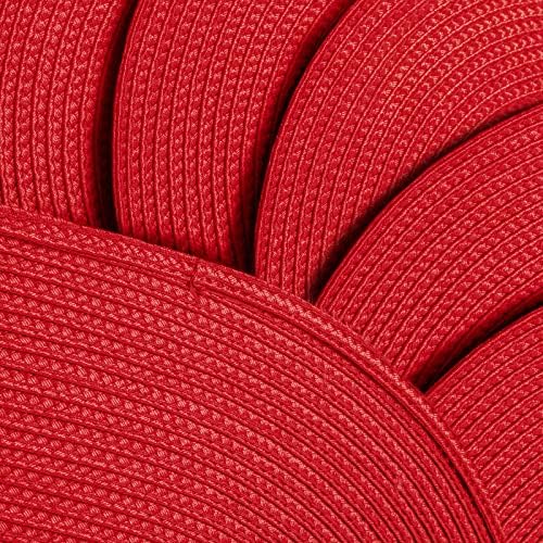 AHHFSMEI Placemats Set of 6 for Dining Table Washable Woven Non-Slip 18x12 inches Placemat Heat-Resistant Durable Table Mats for Dining Table Easy to Clean (Oval red, 6)