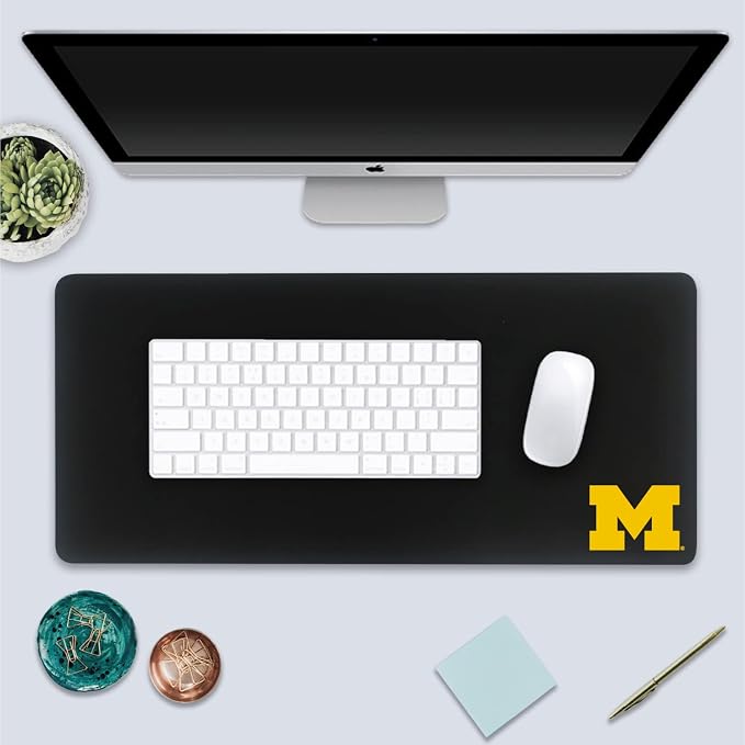 University of Michigan Classic Cloth Desk Mat, Durable Office Supplies, Non-Slip Base, Responsive Desk Pad with Smooth Cloth Surface, Black