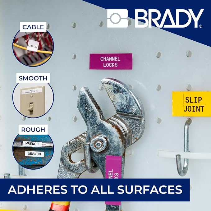 Brady Authentic (M21-375-595-BR) All-Weather Vinyl Label for Indoor/Outdoor ID, Lab and Equipment Labeling, White on Brown- ForM210, M210-LAB, M211, BMP21-PLUS and BMP21-LAB Printers, 375" W, 21' L