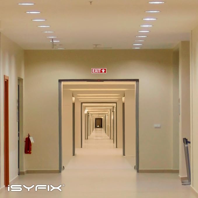 iSYFIX Exit Signs 12 Pack 12x4 Inch with Directional Up Arrows - Rust Free Aluminum, Laminated for UV, Weather, Scratch Resistance - Ideal for Offices, Schools, Theaters, Restaurants