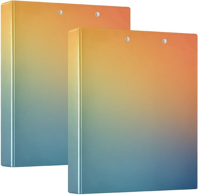 Three-Rings Notebook Binders 1.5 Inch Notebook Binders with Pocket Cover 1/2 Packs for Letter Size (11" X 8.5") Hardcover Gradient Blue Blending