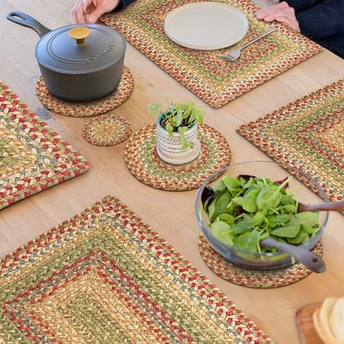 Homespice Azalea Braided Trivets Ideal as Pot Holders, Round 8" Set of 6