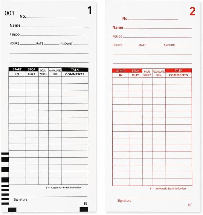 1000 Time Cards Compatible with Lathem 7000E and 7500E Time Clocks