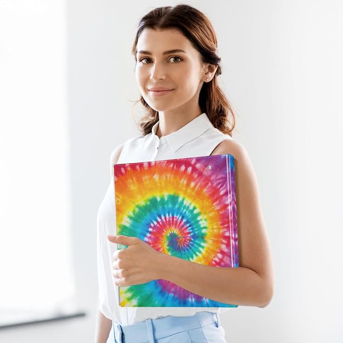3 Ring Binder Tie Dye 1.5" Round Ring Binders View Binder with 200 Sheet for Kids School Supplies Women Men Office, 1 Pack