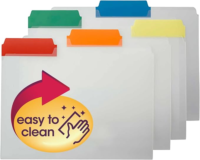 Smead Poly File Folder, Colored 1/3-Cut Tab, Letter Size, Assorted Colors, 25 Per Box (10530)